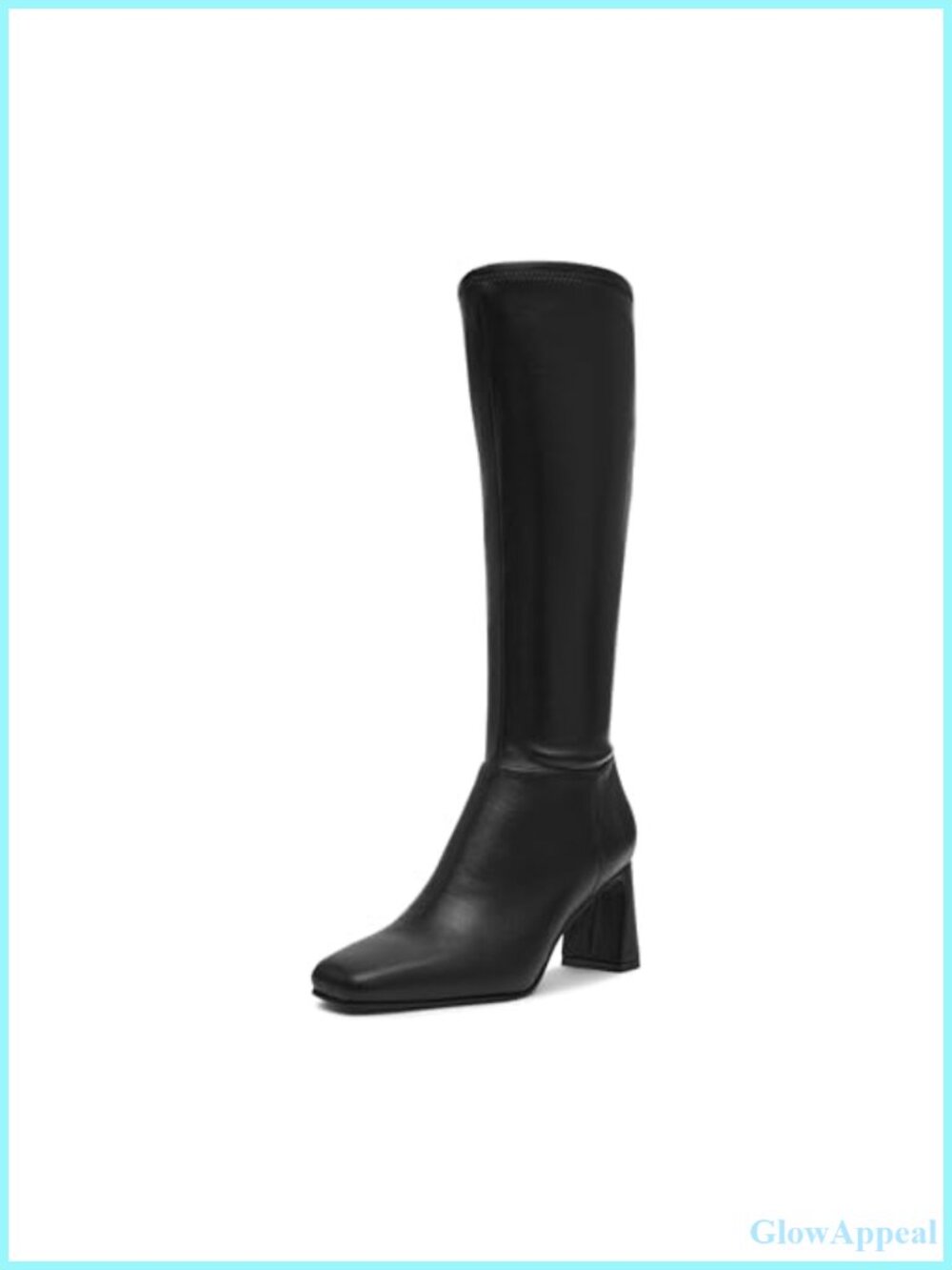 Women's Knee High Zip Up Block Heel Boots Snip Toe PU Leather